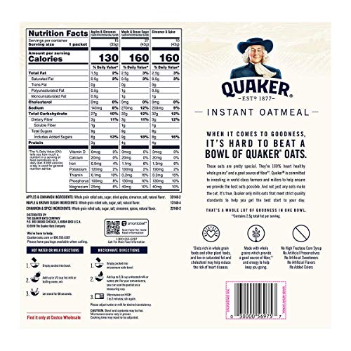 Quaker Variety Oatmeal Hot Cereal Instant 76.2 Oz - 0030000561951