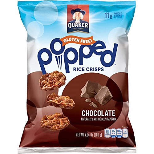 Quaker Popped Rice Crisps Snacks Chocolate, 7.04Oz Bag Pack Of 4