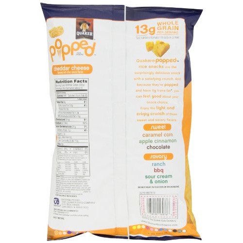 Quaker Quakes Rice Snacks, Cheddar Cheese, 6.06Oz Packages Pack