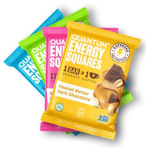 Quantum Energy Squares, Coffee-Infused Energy Bars, Variety Pack