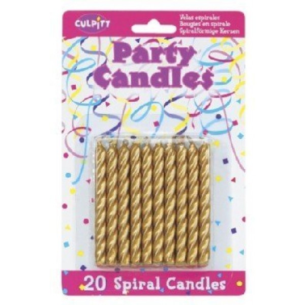 20 Pkg ~ Culpitt Gold Spiral ~ Cake Decorating Candles