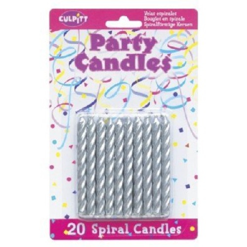 20 Pkg ~ Culpitt Silver Spiral ~ Cake Decorating Candles