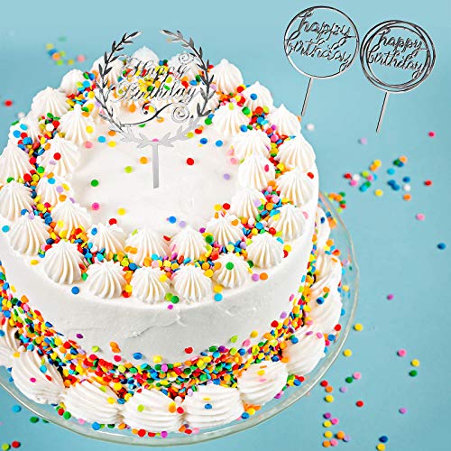 12 Pieces Happy Birthday Cake Topper Acrylic Birthday Cupcake To