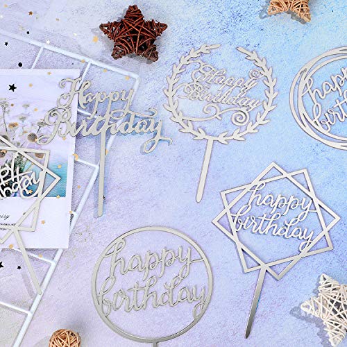 12 Pieces Happy Birthday Cake Topper Acrylic Birthday Cupcake To