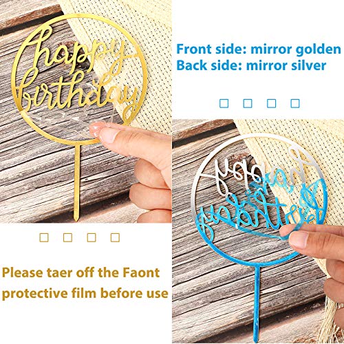 Queekay 12 Pieces Happy Birthday Cake Topper Acrylic Gold Birthd