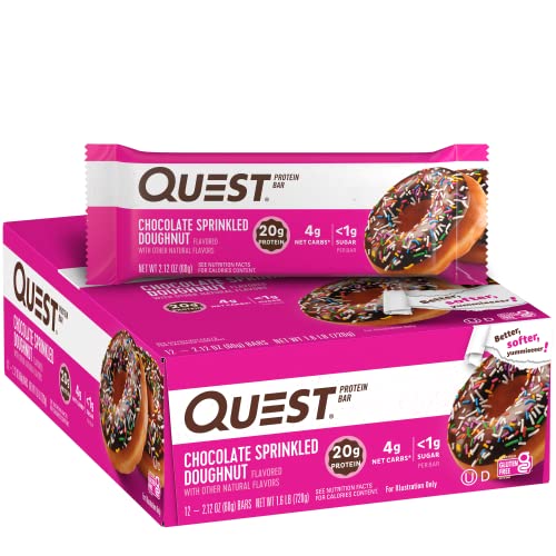 Quest Nutrition Chocolate Sprinkled Doughnut Protein Bar, High P