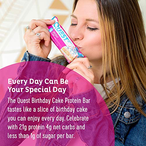 Quest Nutrition Birthday Cake Protein Bar, High Protein, Low Car