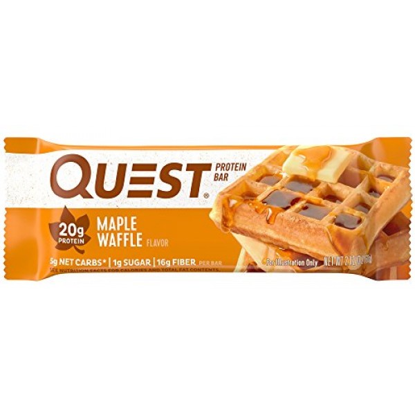 Quest Nutrition Protein Bar, Maple Waffle Pack of 12