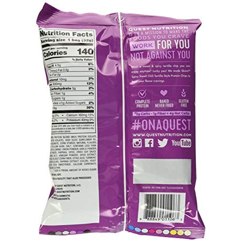 Quest Tortilla Style Protein Chips Spicy Sweet Chili 8 Bags