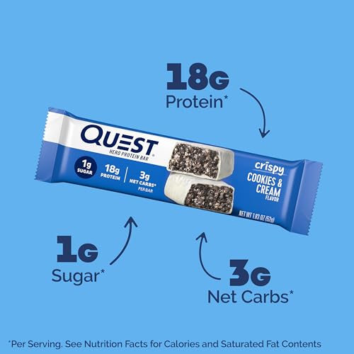 Quest Nutrition Crispy Cookies & Cream Hero Protein Bar, 18g Pro...