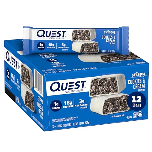 Quest Nutrition Crispy Cookies & Cream Hero Protein Bar, 18g Pro...