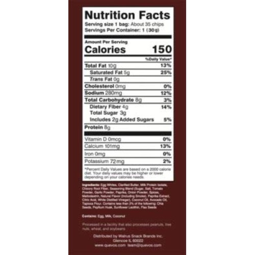 Mesquite Bbq 6 Pack -- Quevos Keto Egg White Chips -- A Vitamin
