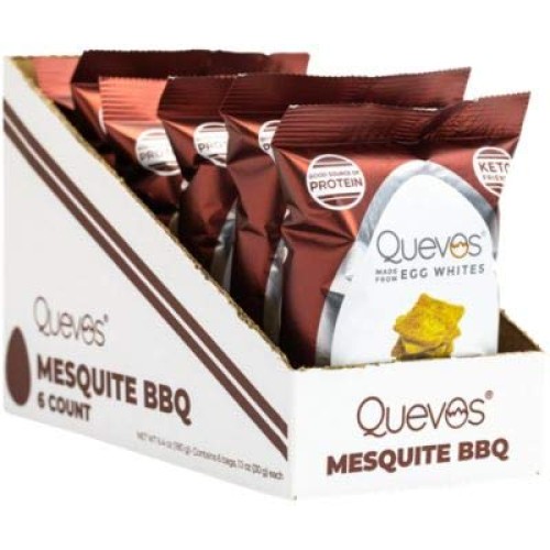 Mesquite Bbq 6 Pack -- Quevos Keto Egg White Chips -- A Vitamin