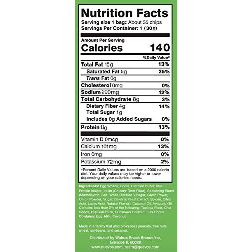 Quevos Keto Dill Pickle - Low Carb Egg White Chips - Crunchy, Hi