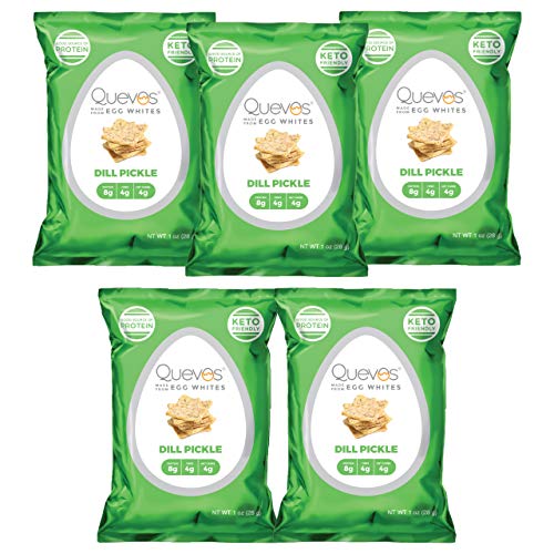 Quevos Keto Dill Pickle - Low Carb Egg White Chips - Crunchy, Hi
