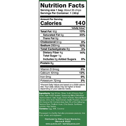 Quevos Keto Sour Cream And Onion Flavor - Low Carb Egg White Chi