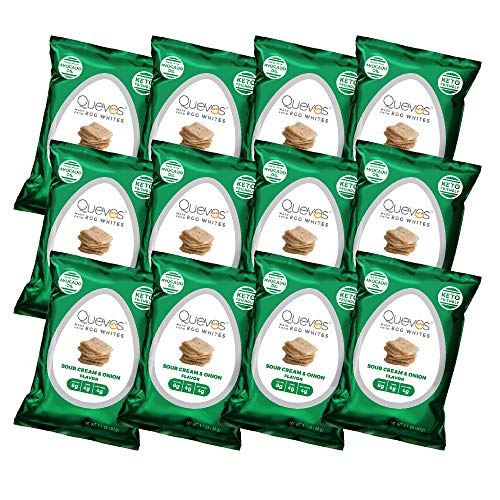 Quevos Keto Sour Cream And Onion Flavor - Low Carb Egg White Chi