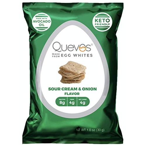 Quevos Keto Sour Cream And Onion Flavor - Low Carb Egg White Chi