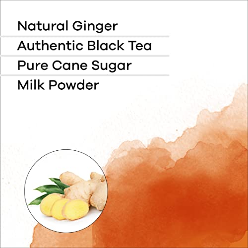 QuikTea Ginger Instant Chai Tea Latte - 20 Count Single Box - Al...