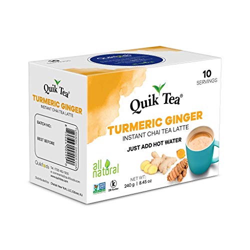 QuikTea Turmeric Ginger Chai Tea Latte - 10 Count Single Box - A...
