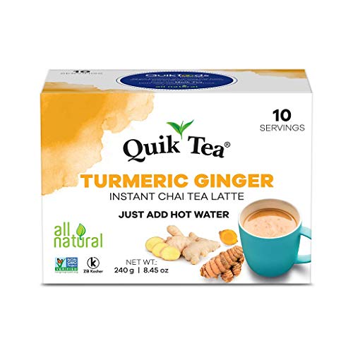 QuikTea Turmeric Ginger Chai Tea Latte - 10 Count Single Box - A...
