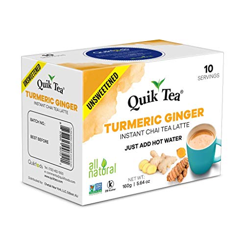 Quiktea Unsweetened Turmeric Ginger Chai Tea Latte - 10 Count Si