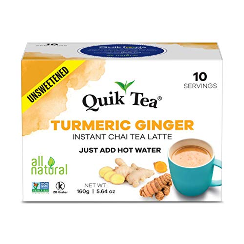 Quiktea Unsweetened Turmeric Ginger Chai Tea Latte - 10 Count Si