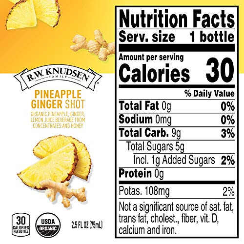 R.W. Knudsen Organic Pineapple Ginger Juice Shots, 2.5 Fluid Oun
