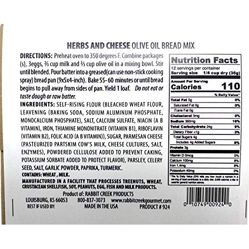 Rabbit Creek Olive Oil Bread Mix Variety Pack Of 3 – Herb &Amp; Chee
