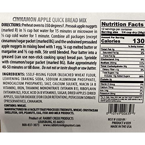 Rabbit Creek Quick Bread Mix Variety Pack Of 2 – Cinnamon Apple