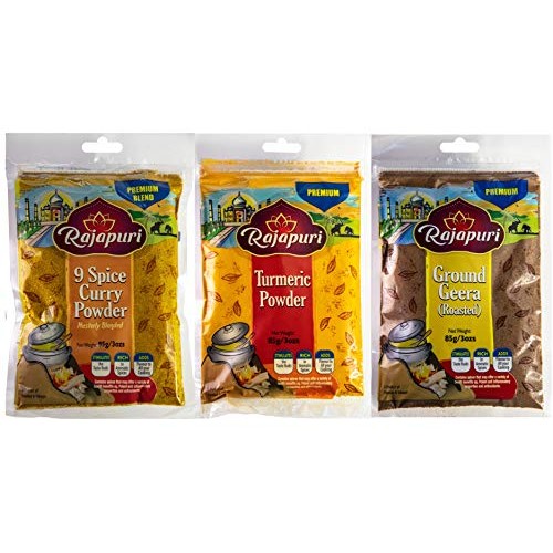 Rajapuri Mixed Spices | 9 Spice Curry Bundle | 3X3Oz | Spicy Hot
