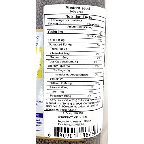 Rani Black Mustard Seeds Whole Spice Rai Sarson 7Oz 200G All