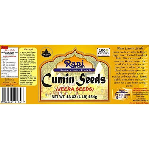 Rani Cumin Seeds Whole Jeera Spice 16Oz 454G 1Lb Pet Jar ~ A