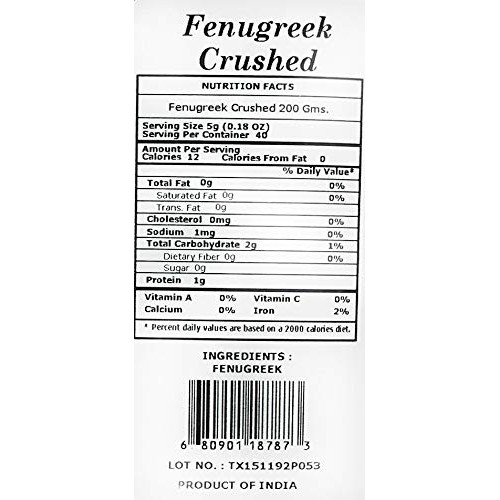 Rani Fenugreek Methi Seeds Crushed 7Oz 200G Trigonella Foenu