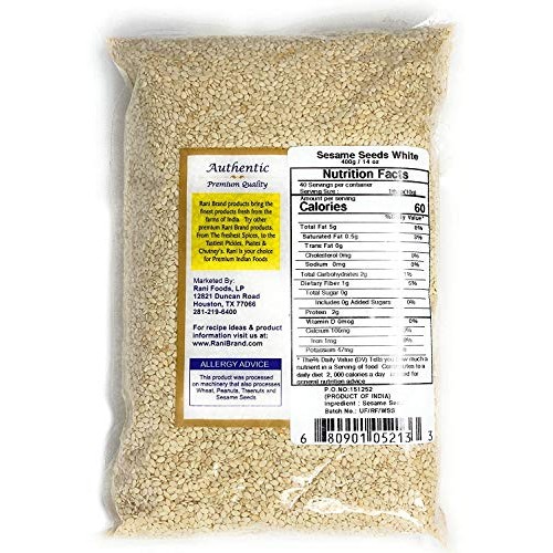 Rani Sesame Seeds Whole White, Hulled Till 14Oz 400Gm ~ All