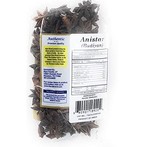 Rani Star Anise Seeds, Whole Pods Badian Khatai Spice 1.75Oz