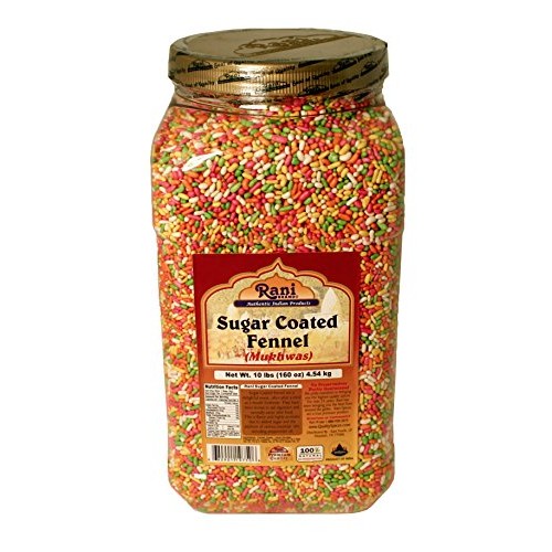 Rani Sugar Coated Fennel Candy 10Lbs 4.54Kg, Bulk Pet Jar ~ In