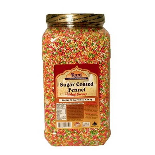 Rani Sugar Coated Fennel Candy 10Lbs 4.54Kg, Bulk Pet Jar ~ In