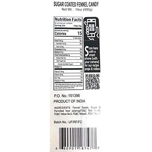 Rani Sugar Coated Fennel Candy 14Oz 400G ~ Indian After Meal D
