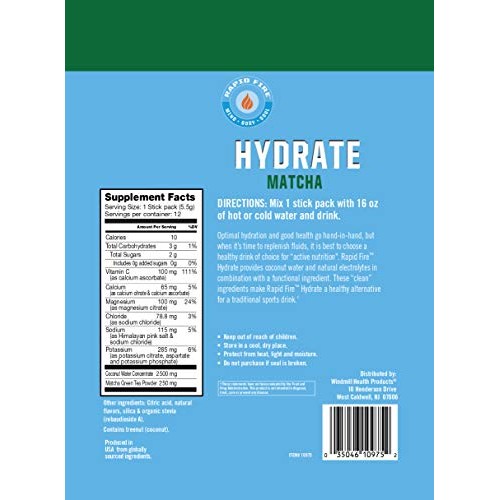 Rapid Fire Hydrate Powder, Drink Mix, Stick Packs, Coconut Water