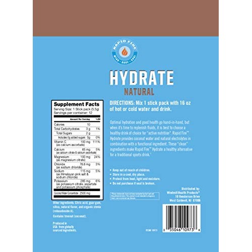 Rapidfire Hydrate Powder, Drink Mix, Stick Packs, Coconut Water,