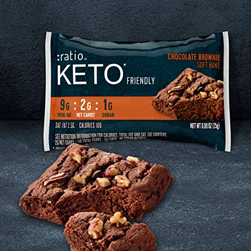 :ratio KETO Friendly Soft Baked Bars, Chocolate Brownie, Keto Sn...
