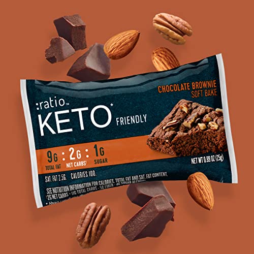 :ratio KETO Friendly Soft Baked Bars, Chocolate Brownie, Keto Sn...