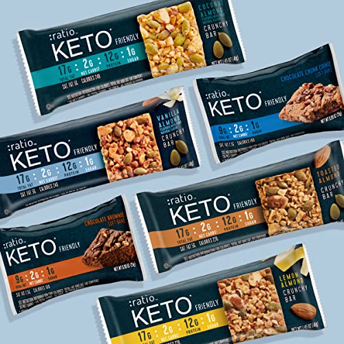 :ratio KETO Friendly Soft Baked Bars, Chocolate Brownie, Keto Sn...