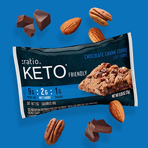 :ratio KETO Friendly Soft Baked Bars, Chocolate Chunk Cookie, 6 ct