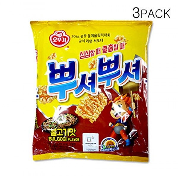 Korean Ppushu Ppushu Smash Noodle Snack Bulgogi Flavor 3Pack