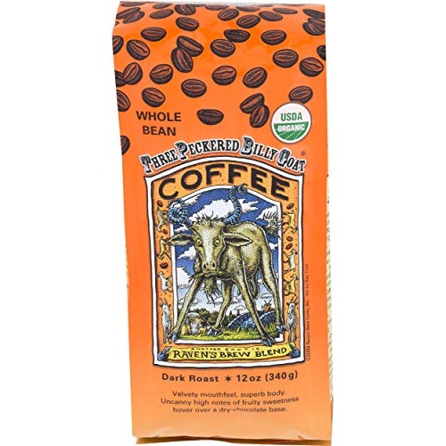 Ravens Brew Whole Bean Organic 3 Peckered Billy Goat, Dark Roas