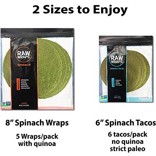 Raw Wraps Tacos Spinach, Single Bag