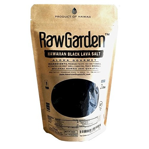 Raw Garden Hawaiian Black Lava Coarse Salt 2 Lb Bag