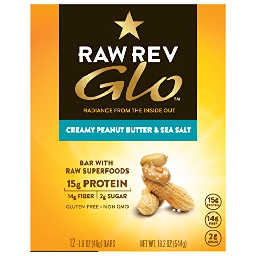 Raw Rev Glo Protein Bars, Creamy Peanut Butter &Amp; Sea Salt, 1.6 O